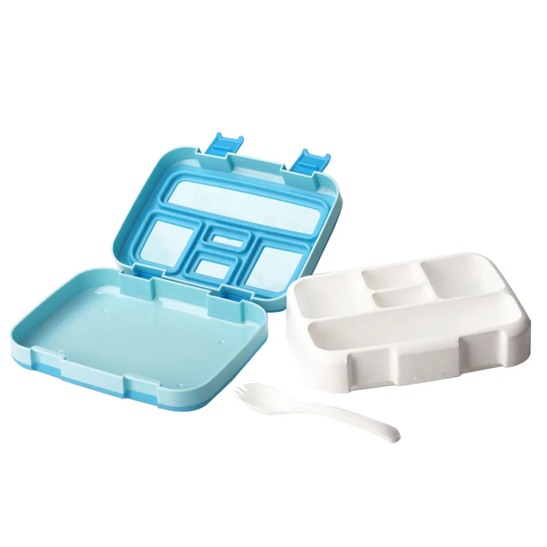 Ланч-бокс для детей с отсеком Microwavable мультфильм Bento box герметичный контейнер для еды ланчбокс для пикника - Цвет: 5 grids Blue