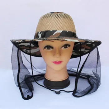 

New Outdoor Camouflage Fishing Cap Anti Mosquito Insect Fishing Hat Bug Mesh Head Net Face Protector Travel Camping Cap Hats