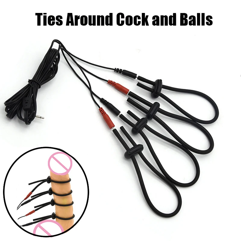 Electro Sex Toys Electric Sex Toys Penis Rings Electric Shock Silicone Loops Cock Ring BDSM Electro Stimulation Penis Extender Men Enlarger Masturbator E-stim Medical Sex Toys