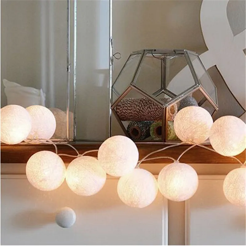 3M 20PCS LED Colorful Cotton Thread Ball LED String christmas tree ornaments Wedding Party Decoration