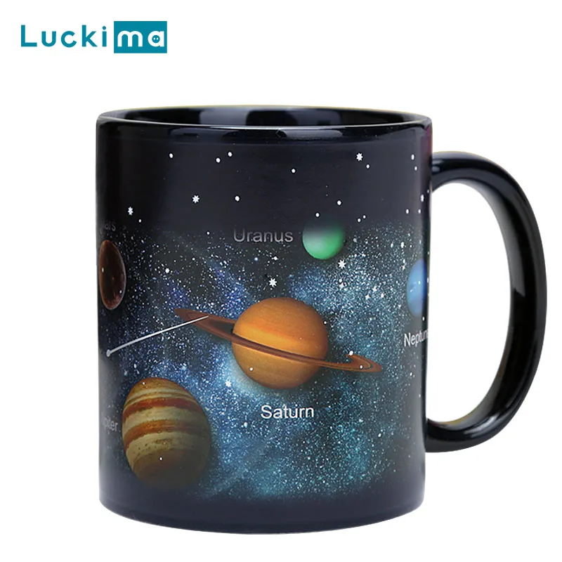 

330ml Creative Magic Color Changing Mug Starry Sky Solar System Light Bulb Battery Color Changing Cup Office Tea Milk Cup Gift