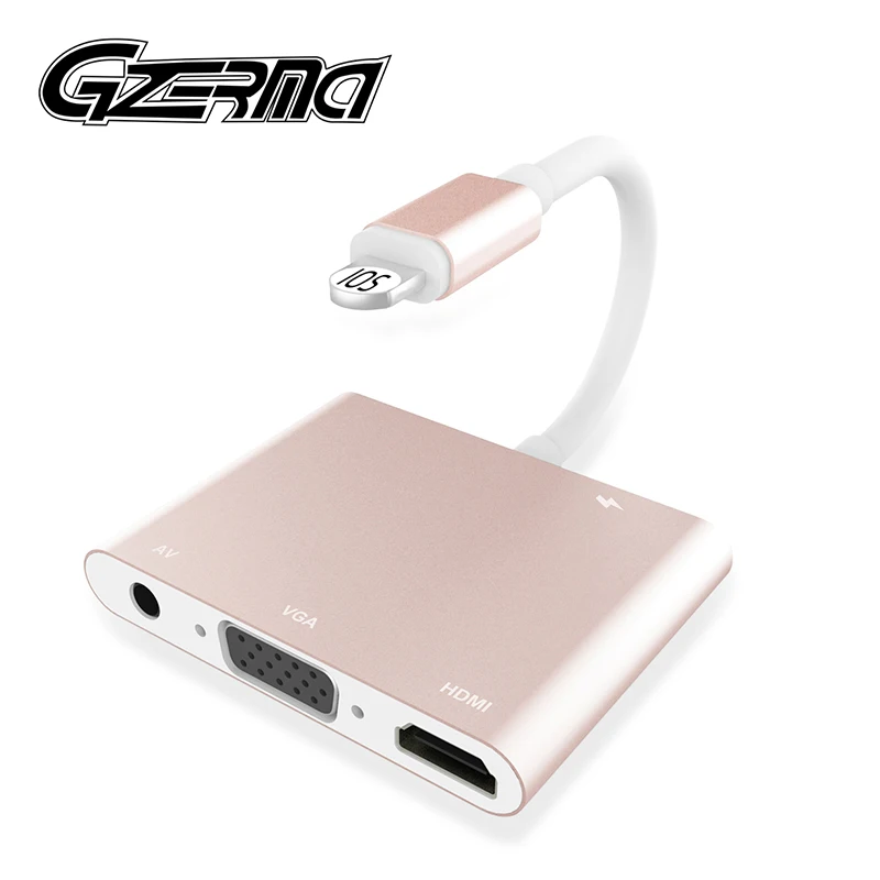 4 в 1 для Lightning-HDMI VGA AV адаптер конвертер Plug and Play 1080p HD цифровой видео аудио адаптер для iPhone X 8 7 Plus