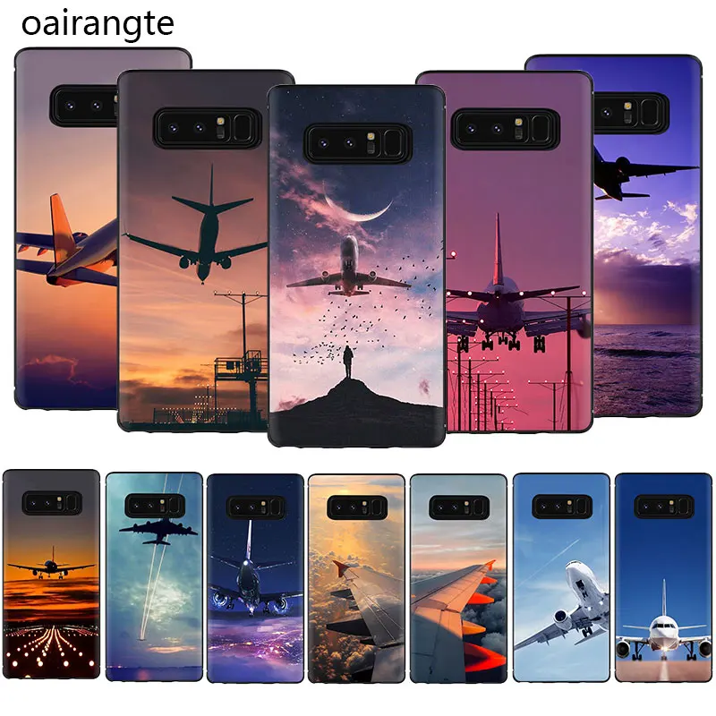 

Aircraft Airplane fly travel Soft TPU Phone Cover Case For Samsung Galaxy A5 A6 7 8 9 2018 A10S 20S 30S 40S 50S 60 70 J6