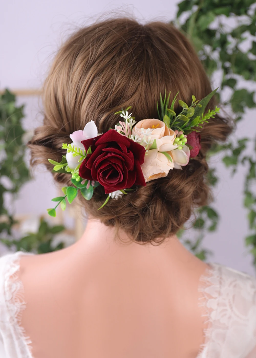 Chic Flower Hair Comb Red Rose Wedding Bridal Hair Accessories Female Glamour Classic vine Fashion Pins for women