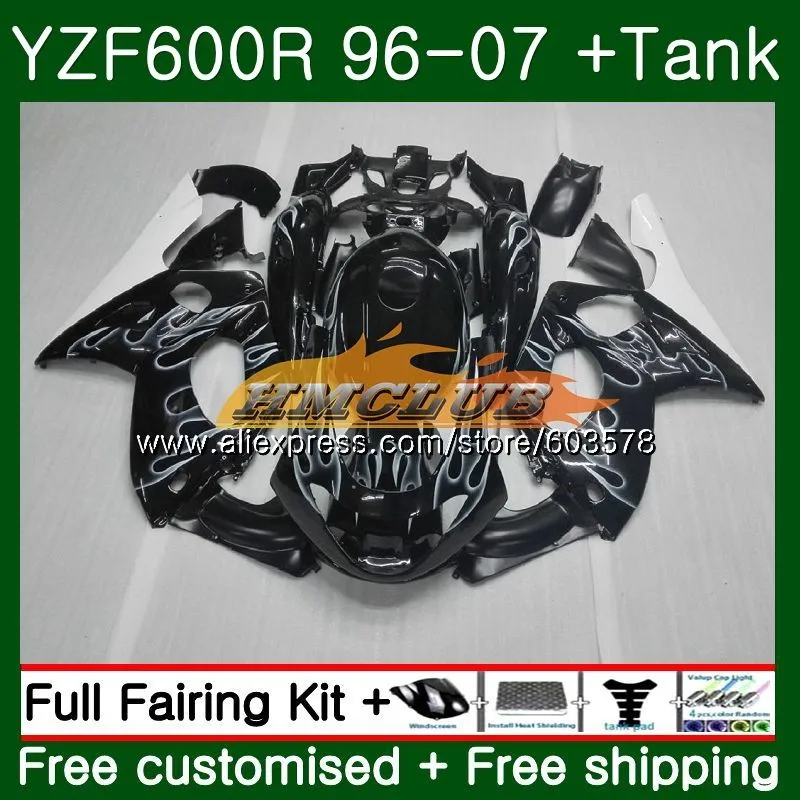 Корпус для YAMAHA Thundercat YZF 600R YZF-600R 1996 2007 Белый Пламя 52CL. 26 YZF600R 96 97 98 99 00 01 02 03 04 05 06 07 обтекатель