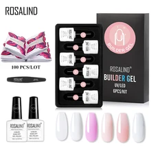 ROSALIND поли гель набор с формой ногтей замочить все для маникюра Гибридный лак расширение для дизайна ногтей Топ и основа