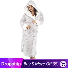 womens pajamas sleepwear Women Winter Plush Lengthened Shawl Bathrobe Home Clothes Long Sleeved Robe bathrobe women#4