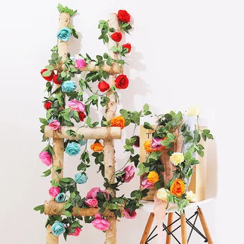 

Rose Rattan Imitation Flowers Artificial Flower Flower Vine Plastic Fake Vine Plant Air Conditioner Pipeline Winding Heating Dec
