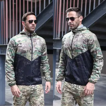 

Hunting Clothes Tactical hooded camouflage clothing Coats Jackets outdoor Camping Fishing Hunting military tactical windbreaker