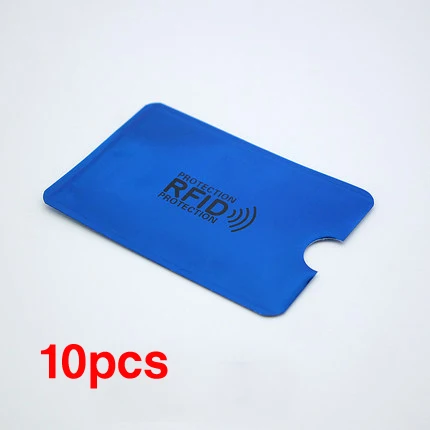 10PCS Brand New High Quality Anti Rfid Shielding Card Reader Lock Bank Card Sleeve Protection ID NFC Aluminum Credit Card Sleeve blue (10pcs)
