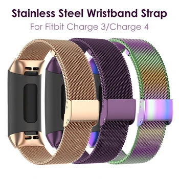 

Replacement Bands for Fitbit Charge 3 SE Metal Bands Adjustable Accessory Wristband for Charge 4 SE Bracelet Women Men Stainless