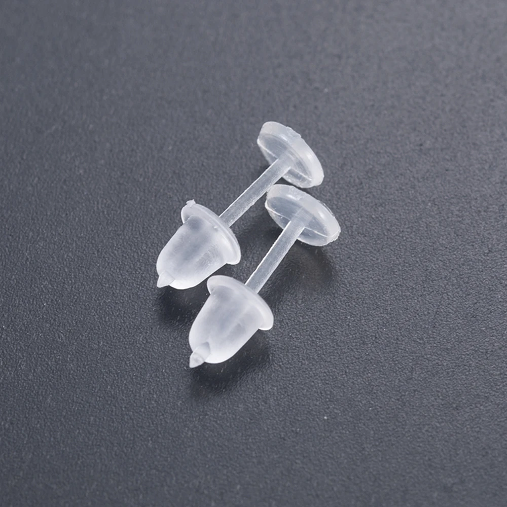 Clear Plastic Stem Rubber Anti-Allergy Ear Stud Replacement Earring  Accessories Protect Ears From Ear Hole Blockage