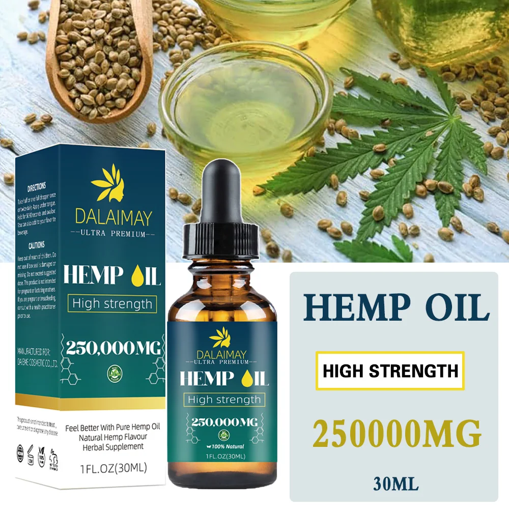 

Brand New 250K mg 30ML Hemp Seeds Essential Oil include CBD very Effective for Sleep better anti-anxiety and Pain Relief & Relax