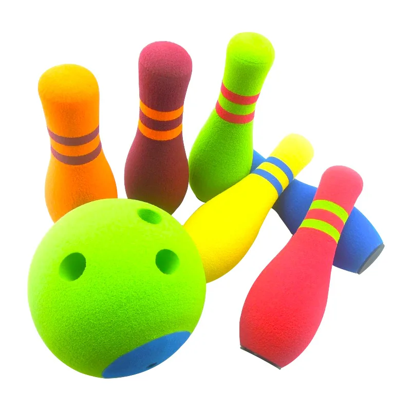 Kids Funny NBR Safety Bowling Set 1 Balls 6 Pins Bowlings Game Sports Exercise Indoor&Outdoor Educational Toys