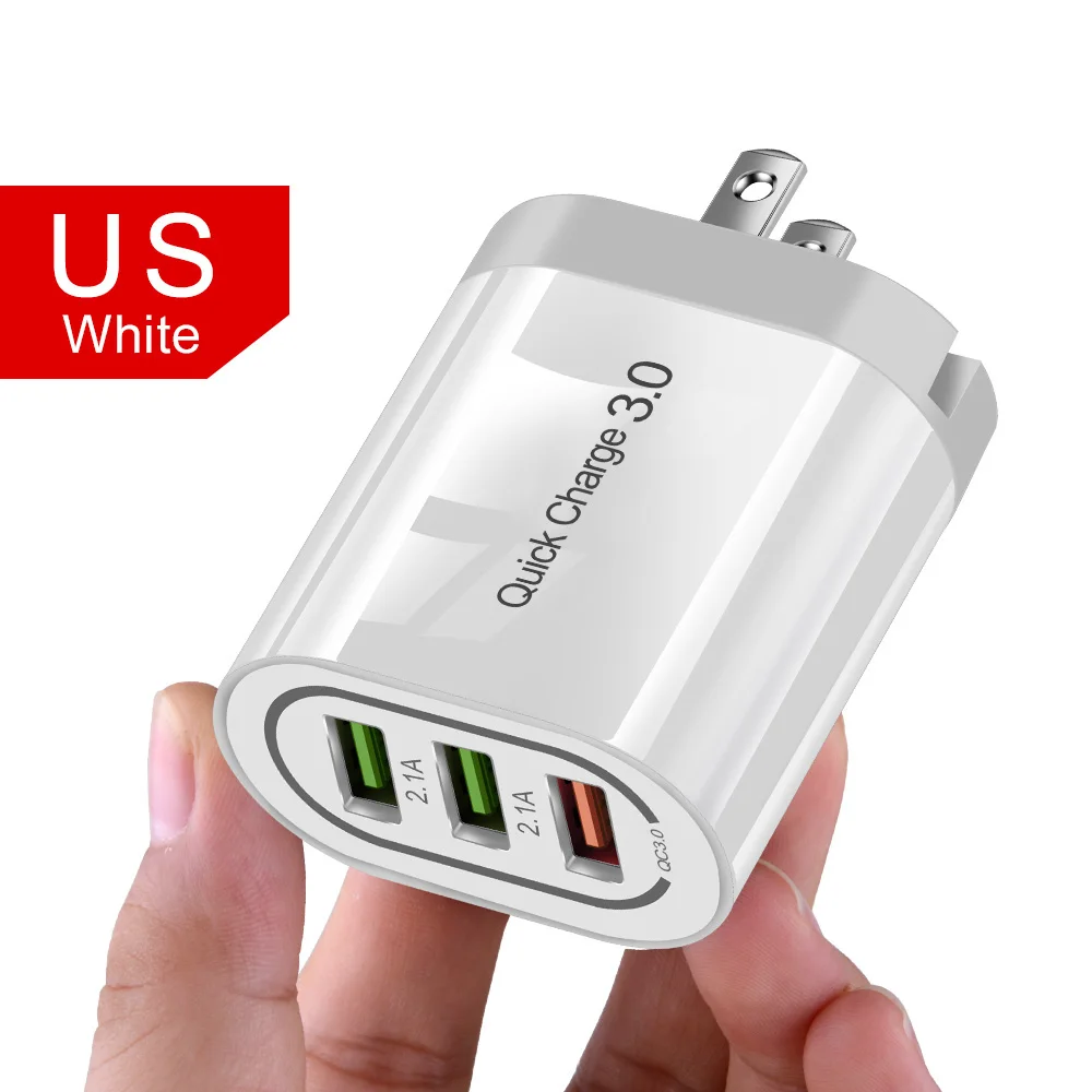 5 в 3 А Быстрая зарядка USB зарядное устройство Быстрая зарядка 3,0 QC 3,0 адаптер 3 USB зарядное устройство для мобильных телефонов для Apple iPhone samsung Xiaomi - Тип штекера: white us charger