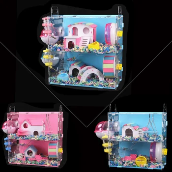 

Acrylic Transparent Hamster House Double/Single-Layer Small Pet Oversized Villa Toys Guinea Pig Goldthread Bear Cage Chinchilla