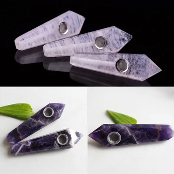 

Natural Beautiful Amethyst Carving Stick Pipette Reiki Healing Quartz Pipes For Smoking Weed Crystal Energy Meditation DIY Gift