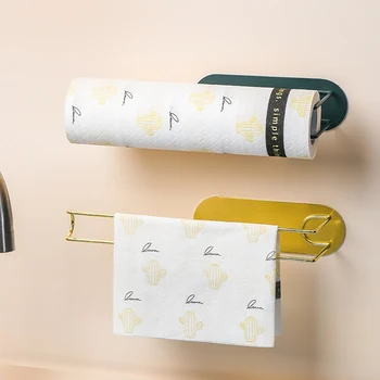 

1Pc Kitchen Storage Rack Paper Tissue Rack Roll Paper Rack Free Perforated Wall Rack For Oil Absorbing Paper / cling film NEW