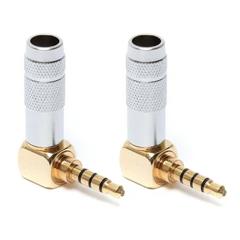 

2pcs 4 Pole To Stereo Jack Professional Mini Right Angle Plug Connector Earphone Durable Adaptor Audio Converter Accessories