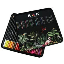 H & B – ensemble de crayons colorés, 72/120 pièces, fourniture artistique professionnelle, peint à la main, boîte en fer à l'huile, mignon, cadeau pour enfants 