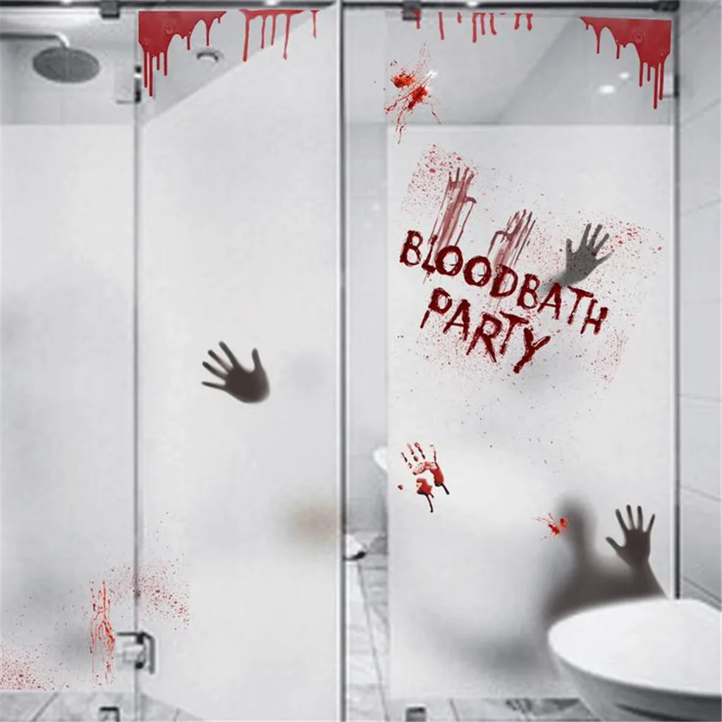 Наклейки на стену для Хэллоуина, наклейки на дверь с ужасами, декоративные наклейки с отпечатками крови, украшение на Хэллоуин, настенные наклейки