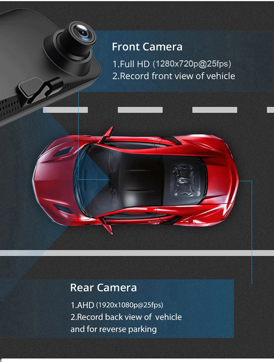 Bluavido Русский язык 4G Android 8,1 Автомобильный видеорегистратор Камера gps 12 дюймов зеркало заднего вида 2G ram dash cam видео рекордер ADAS мониторинг парковки
