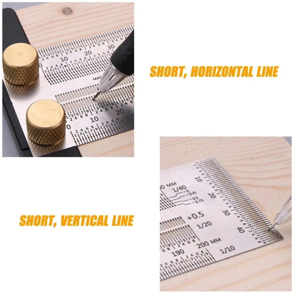 Сверхточная маркировочная шкала линейки t-образного отверстия из нержавеющей стали, скрещенная деревообрабатывающая маркировочная линия, маркировочная линейка 20D27