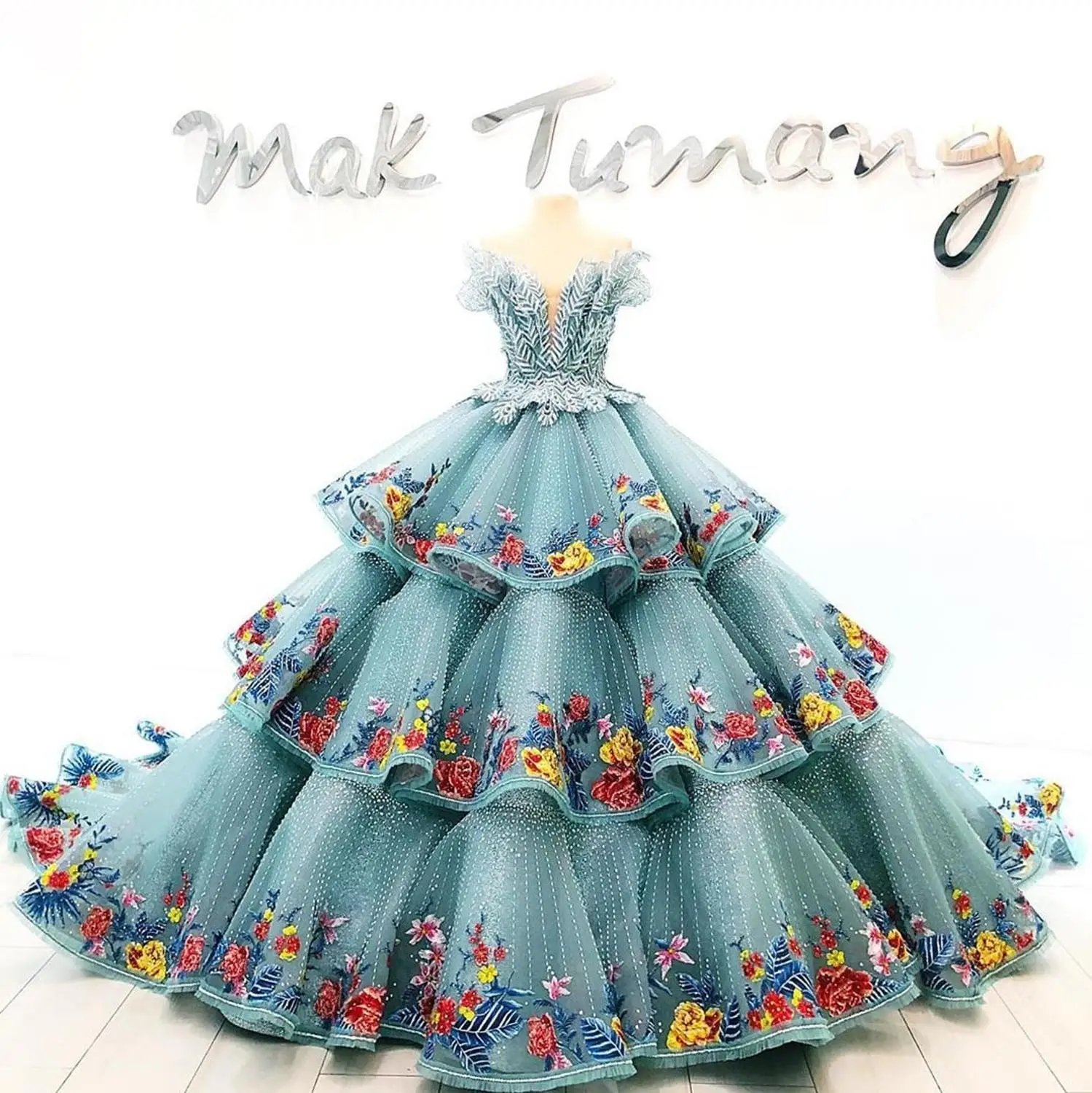 christine off the shoulder ball gown