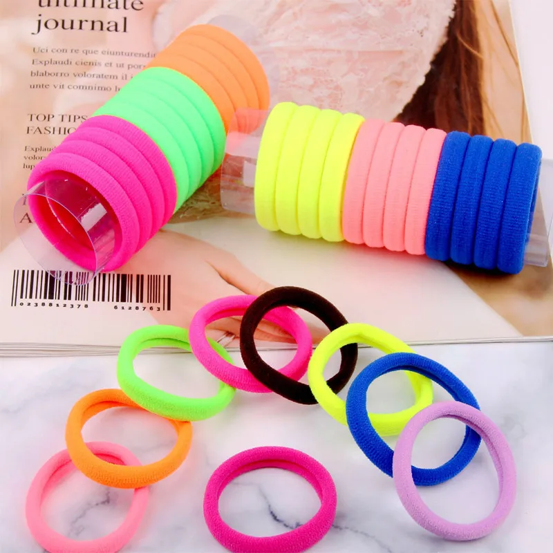 

10 Pcs Solid Color 3.2cm Elastic Hair Bands Stylish Girls Seamless Hair Scrunchies Rubber Band Ponytail Holder Hair Accessories