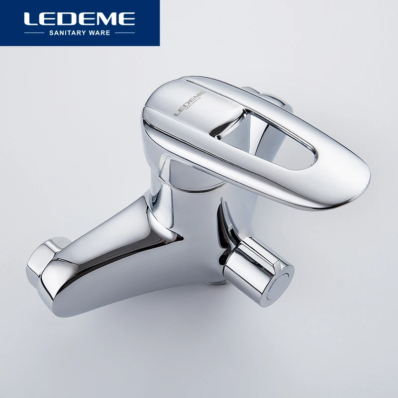 LEDEME Bathtub Faucet Outlet Pipe Bath Bathtub Faucets Set 1 set Chrome Plated Surface inside Brass Material Shower Head L2207