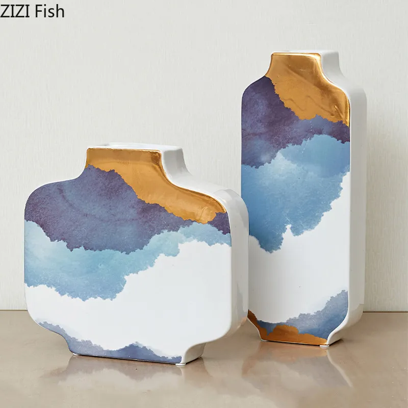 

Chinese ceramic vase Color square Ceramic handicraft ornaments Home Decoration Flower vase Flower Arrangement Accessories