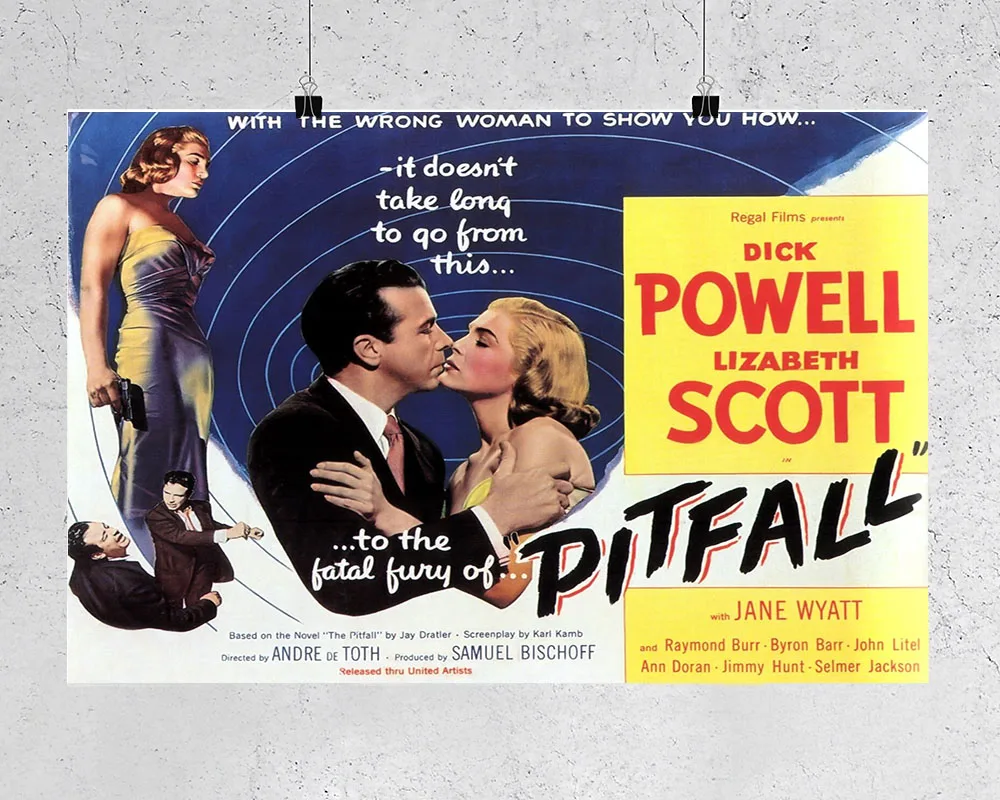 

L116 Pitfall фильм (1948), ритм, драма, шелковая ткань, плакат, искусство, Декор, внутренняя окраска Gift