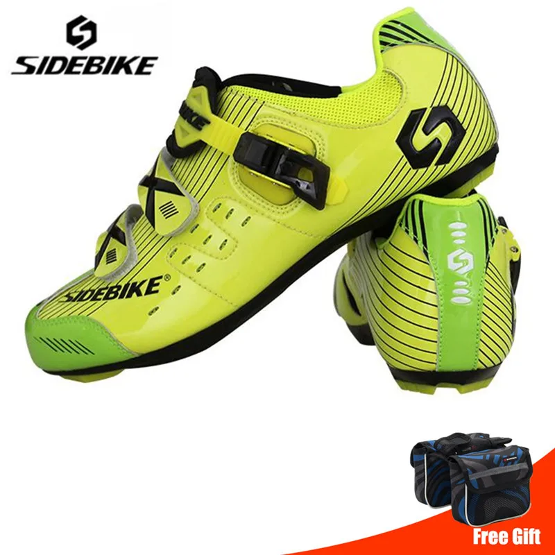 SIDEBIKE/Мужская обувь для велоспорта; Набор очков; sapatilha ciclismo; Ультралегкая дышащая обувь с блокировкой для триатлона; гоночная велосипедная обувь - Цвет: add bag