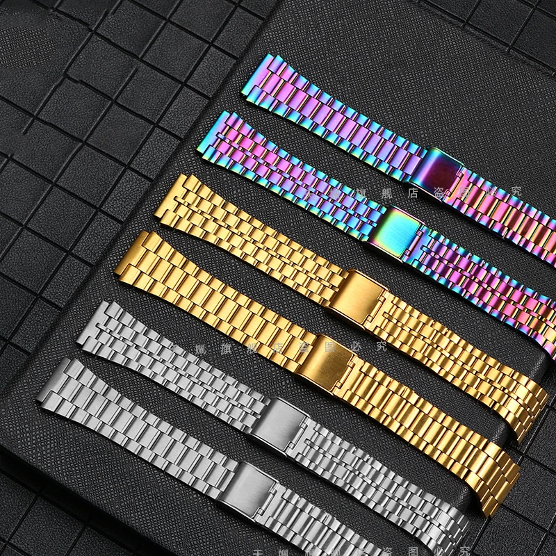 Pulseira de Aço Fino para Pulseira Casio A158 A159 A168 A169 B650 Aq230 700 A158w A168 Classic Ae1200 Prata e Metal Preto 18 mm - Image 5