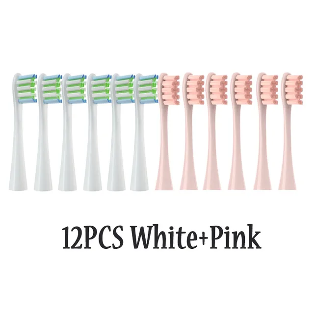 12PCS Replacement Brush Heads for Oclean X/ X PRO/ Z1/ F1/ One/ Air 2 /SE Sonic Electric Toothbrush DuPont Soft Bristle Nozzles 6White6Pink
