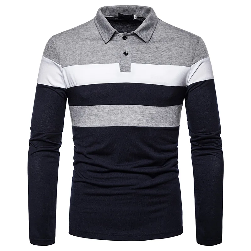Gray Navy Термостойкая Мужская облегающая футболка с круглым вырезом и длинным рукавом, повседневные топы, блузка, мужские рубашки из смесового хлопка, блузка, Умные повседневные топы - Цвет: Gray Navy
