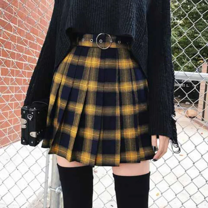 

Harajuku Preppy Style Plaid Skirts Women Fashion Cute Skirt High Waist Pleated Short Skirts