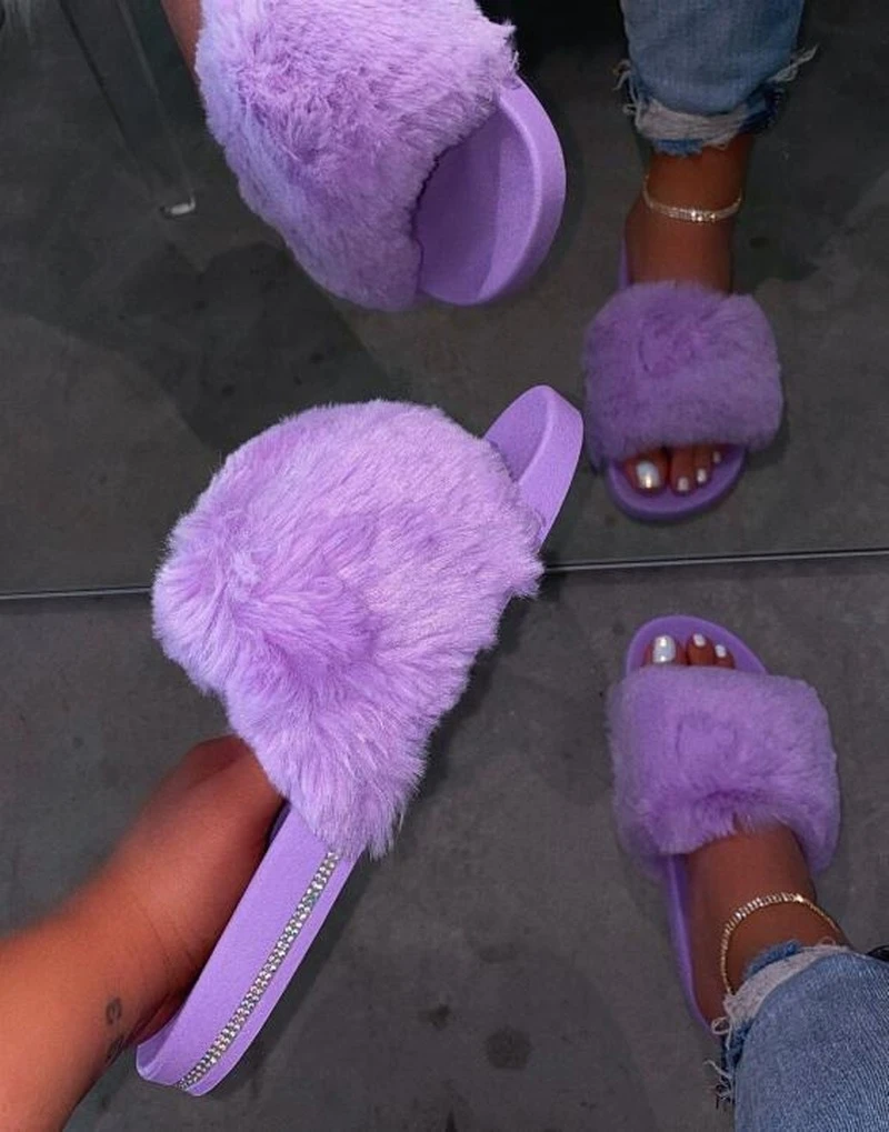 house slippers for women on 2020 Winter Home Shoes Women House Slippers Warm Faux Fur Ladies Cross Soft Plush Furry Female Open Toe Slides Fashion Shoes Flip Flops Aliexpress