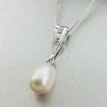 

New S925 Sterling Silver Micro Inlaid Zircon Pearl Pendant Clavicle Chain Women's Silver Jewelry