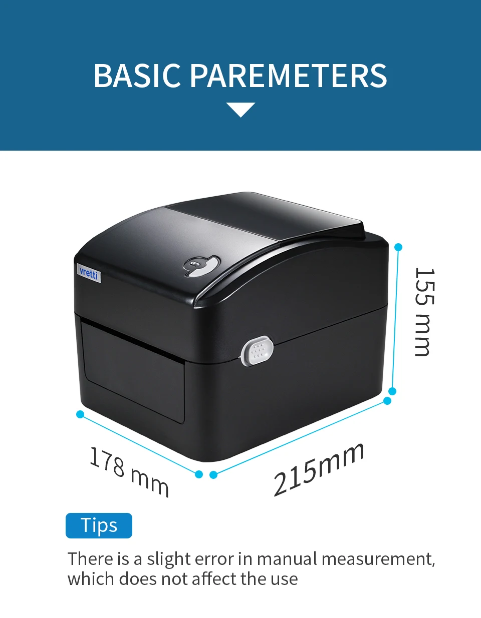 Vretti 420B Wireless Bluetooth Shipping Label Printer 4*6 Thermal Printer Express Black White Barcode Printer Label Holder POS