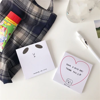 

50Pages/Lot Kawaii Korean INS Cute Big Ear Curly Hair Dog Memo Pad N Times Sticky Notes Portable Notepad School Office Supply