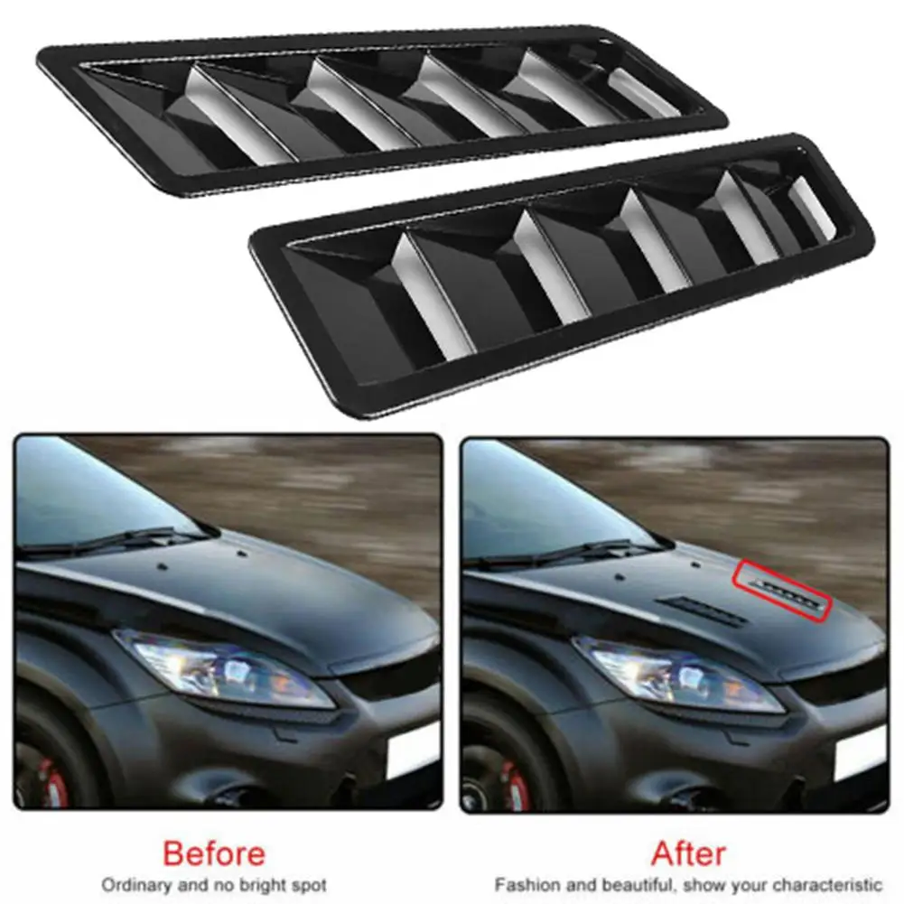 

70% HOT SALES 2Pcs Car Hood Scoop Styling Air Vent Trim Louver Air Flow Intake Decoration
