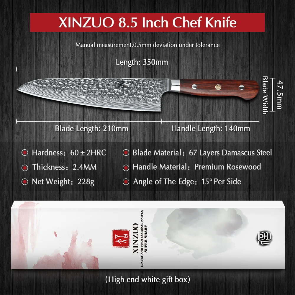 XINZUO 8 5 &quotшеф повар Ножи японский 67 слоев Дамаск Сталь Кухня палисандр сумка на