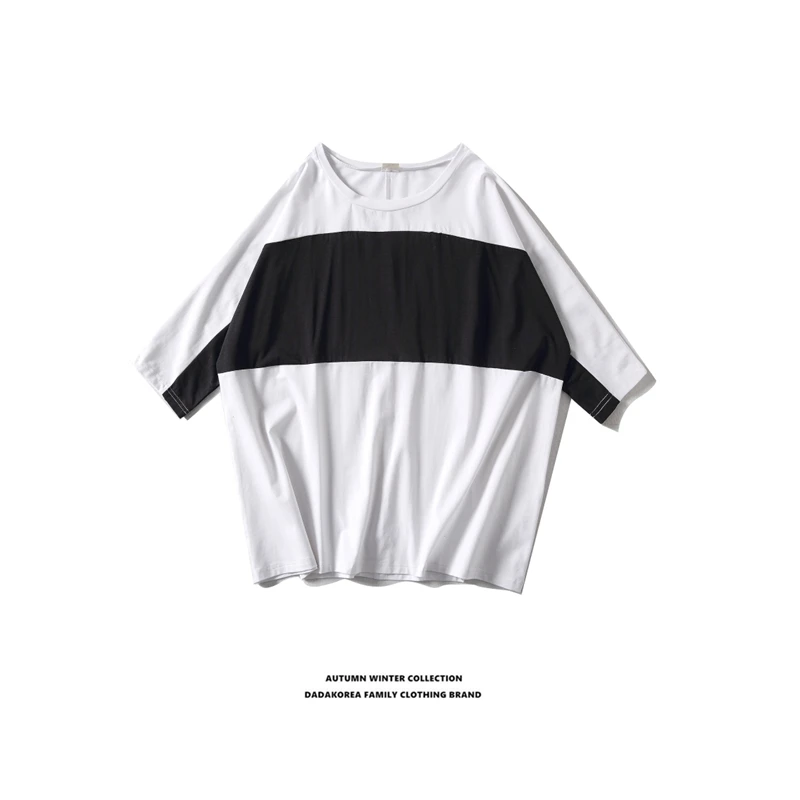 

Uriysrxu loose plus size color block batwing sleeve o-neck shirt short-sleeve T-shirt batwing t-shirt male