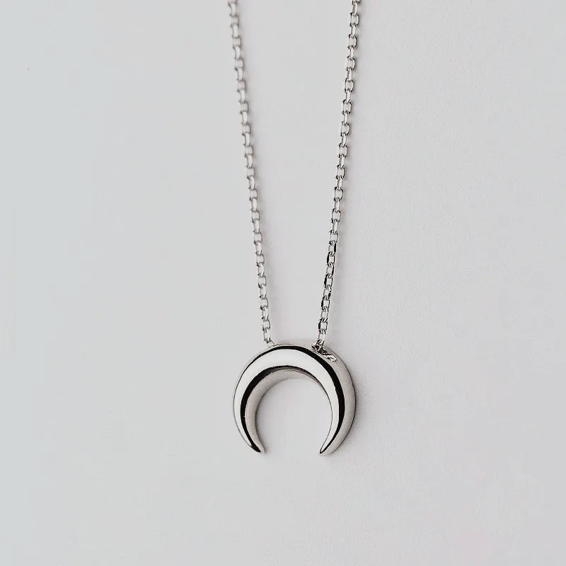 925 Sterling Silver 925 Серебряное ожерелье, Подвеска для женщин, модное простое ожерелье с Луной, темпераментное, индивидуальное ожерелье, цепочка на ключицу - Gem Color: 925 Sterling Silver