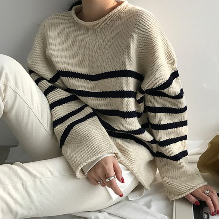 Colorfaith/Новинка года; осенне-зимние женские свитера; пуловеры с длинными рукавами и круглым вырезом; повседневные трикотажные топы в полоску в Корейском стиле; SW1029