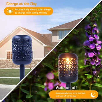 

4pcs Solar Torch Lights Outdoo LED Landscape Garden Pathway Light with Flickering Flames for Christmas Lights Decoration