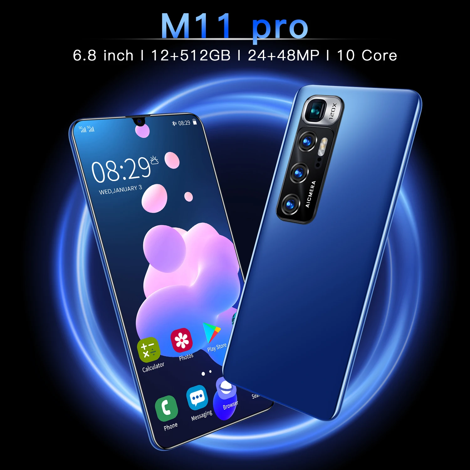 2021 New Smartphones 6.8" M11 Pro Cellphones 12GB 512GB