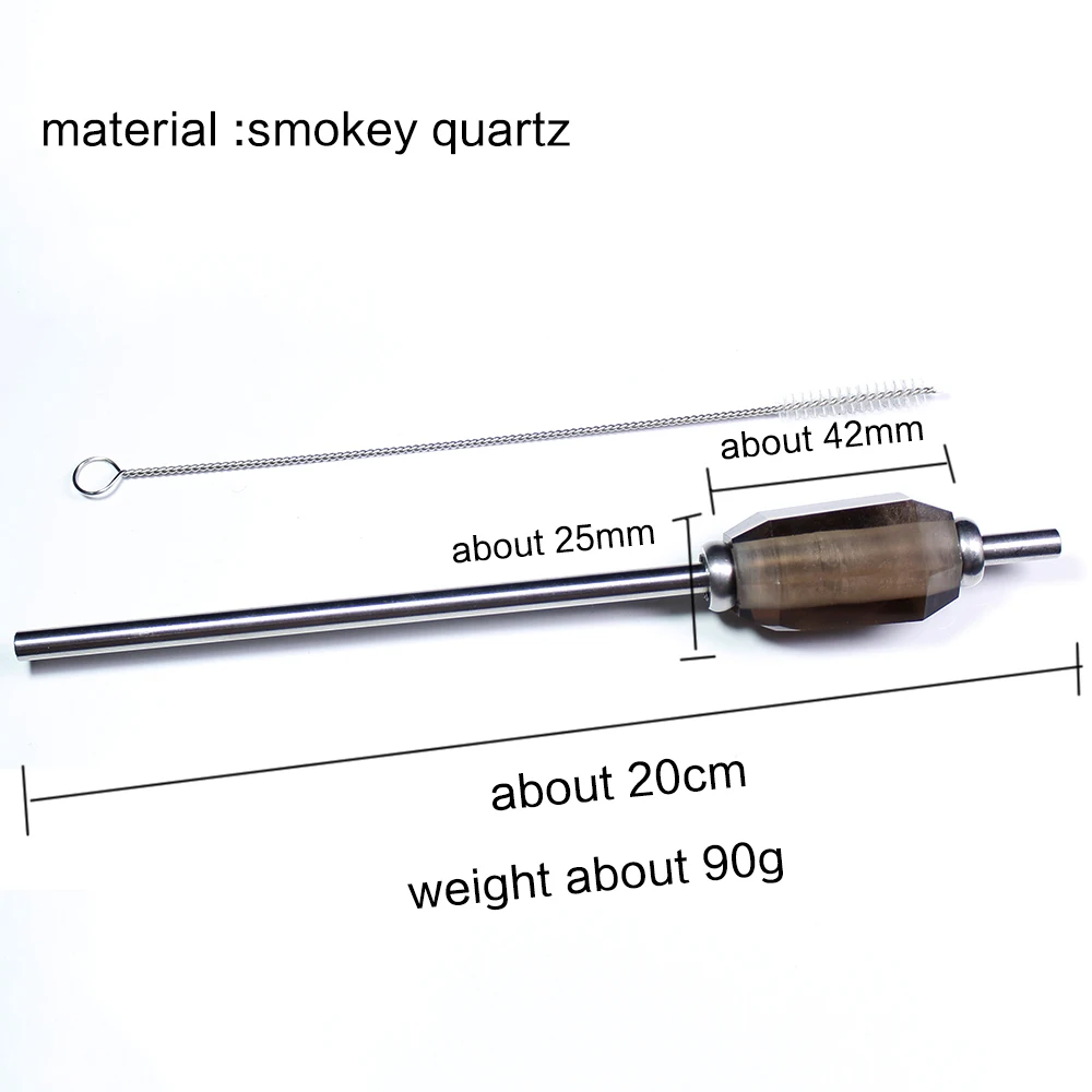 Runyangshi 1 шт. Новинка экологичный многоразовый натуральный кристалл Аметист Соломка для напитков из нержавеющей стали розовый кварц с кисточкой