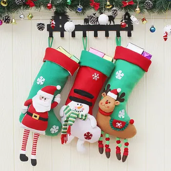 

2020 Santa Snowman Christmas Stocking New Year Socks Christmas Decorations for Home Merry Christmas Tree Decorations Ornaments